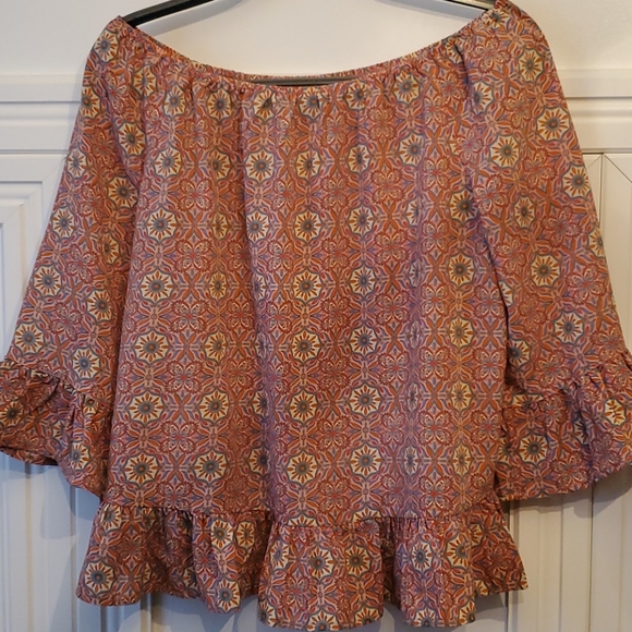 NEW SANCTUARY Julia Print Crop Peasant Top Large - Picture 4 of 10